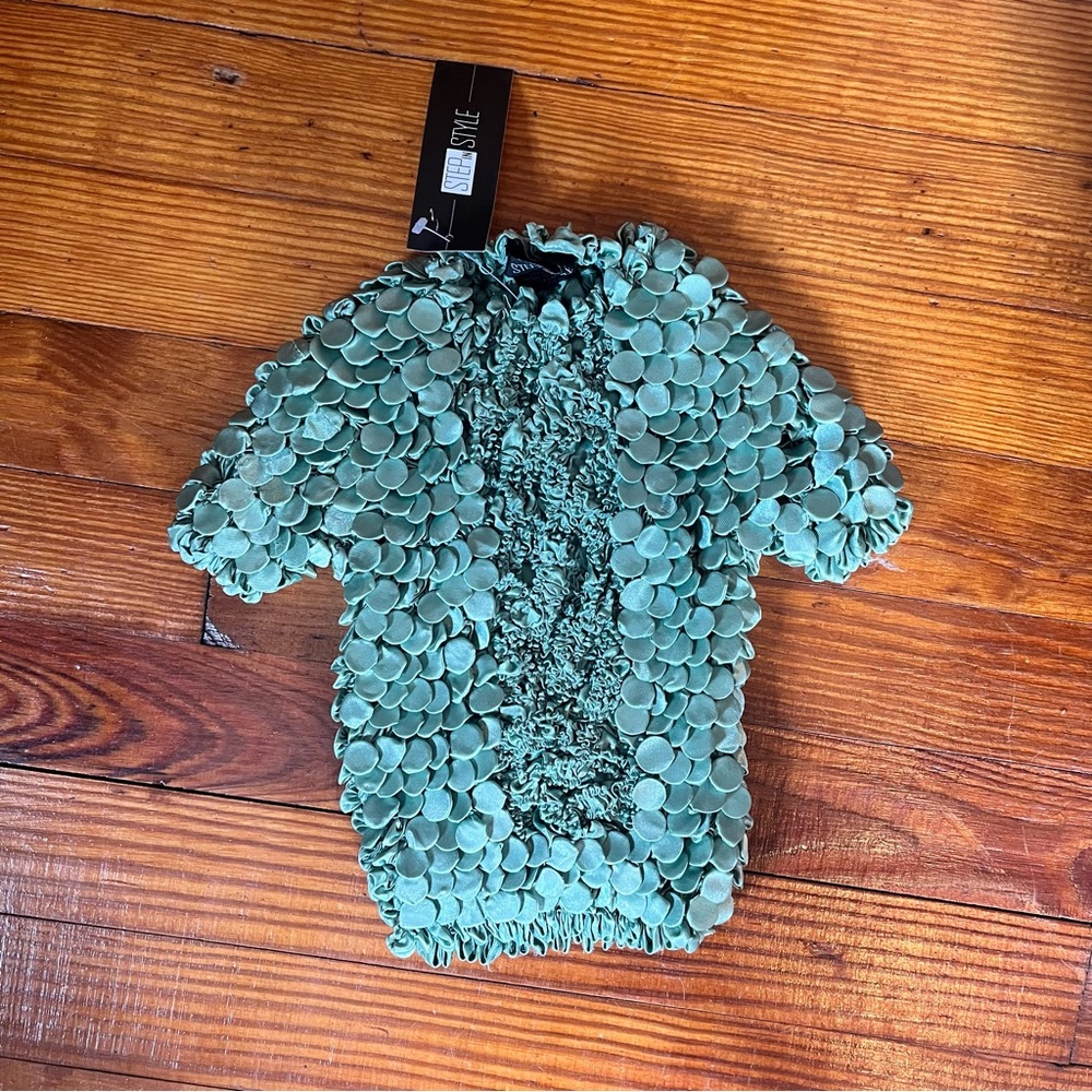 Y2K textured short sleeve popcorn top